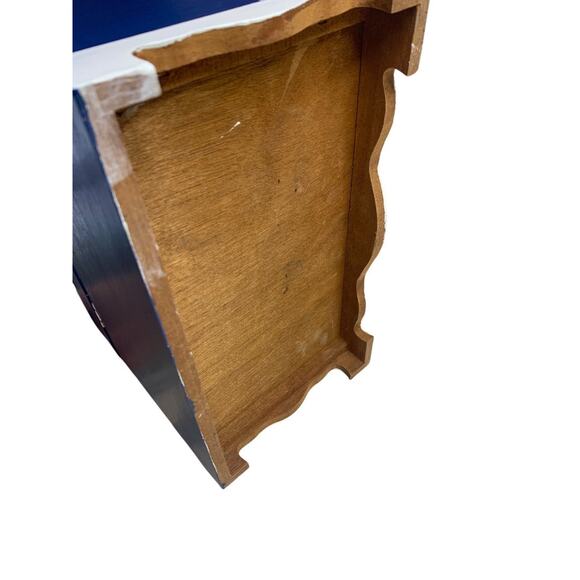 Tabletop Jewelry Box Bright Navy White Goldtone 8"h x 11"l x 6.5"d - Picture 7 of 7